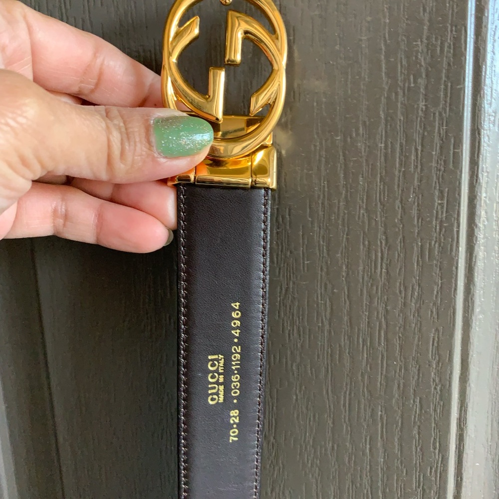𝓖𝓤𝓤𝓒𝓘 belt with gold hardware - Picture 3 of 14